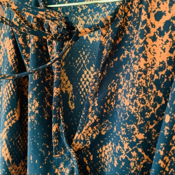CAbi 101 Python Print Border Wrap Blouse, Medium - Picture 5 of 15